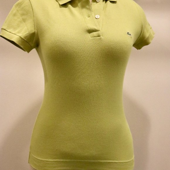 Sz 2 34 XS NWOT green women's LACOSTE  Polo Top - Picture 1 of 8